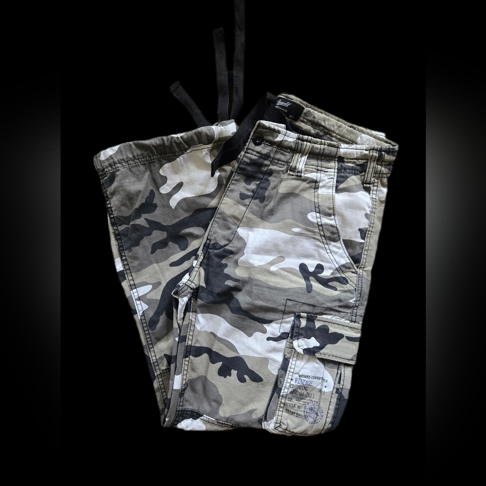 Brandit Mens Vintage‎ Loose Fit Camo Cargo Pants Size Large